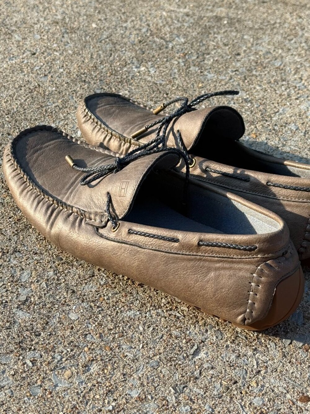 Tommy Hilfiger Mens Brown Leather Driving Loafers Size 10 Preppy Old Money4118